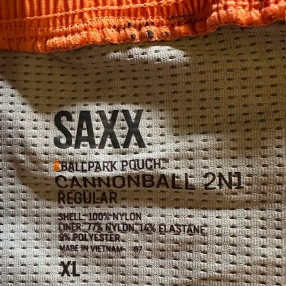 Saxx‎ Cannonball 2in1 Men's Hybrid Shorts / Swim Trunks Color Sunset in Size XL